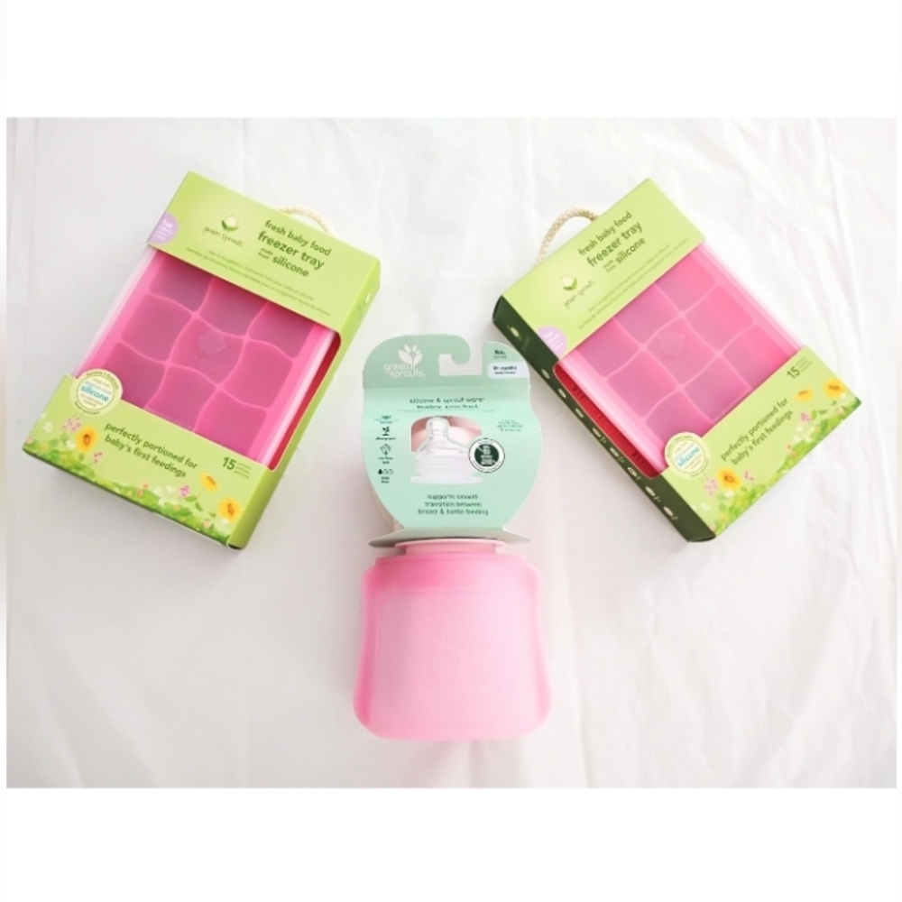 Pink Baby Food Freezer Tray Set/ Bottle